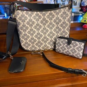 Kate Spade Black and Cream Clover Shoulder Bag Set